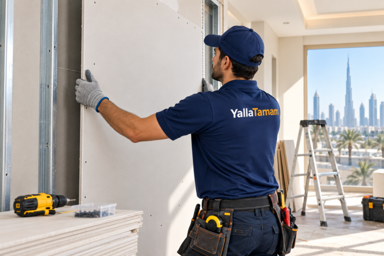 Professional drywall installation service in a modern Dubai property
