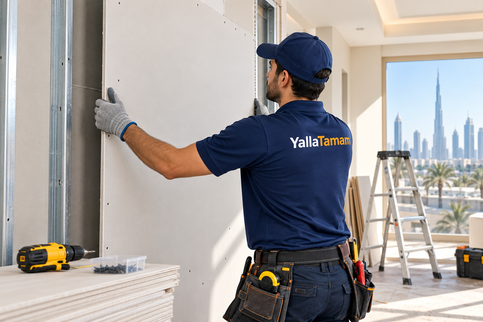 Professional drywall installation service in a modern Dubai property