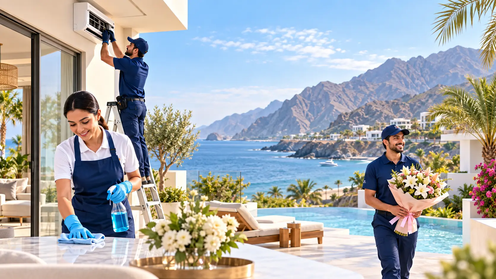 YallaTamam home services in Fujairah with coastal mountain setting