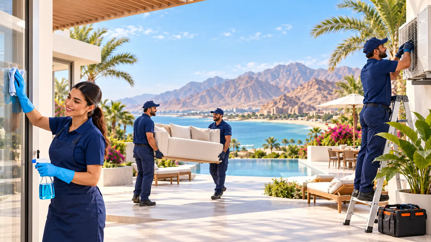 YallaTamam home services in Ras Al Khaimah with mountain and coastal view