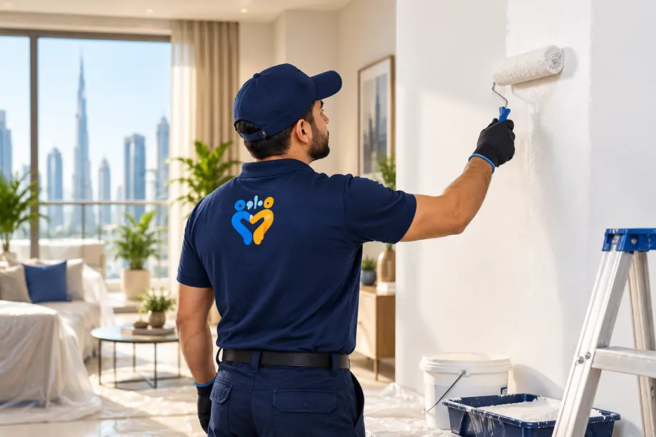 YallaTamam painter working in a modern Dubai apartment